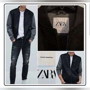Zara Men's Two-Tone Bomber Jacket